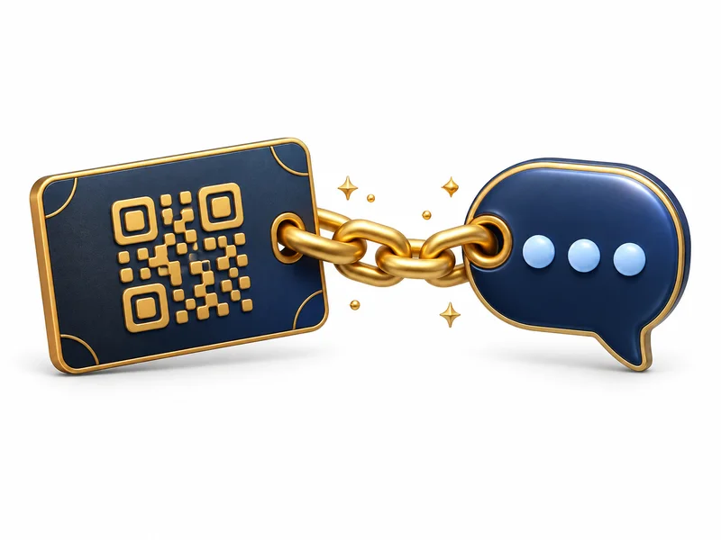 QR 명함과 상담 말풍선을 잇는 링크